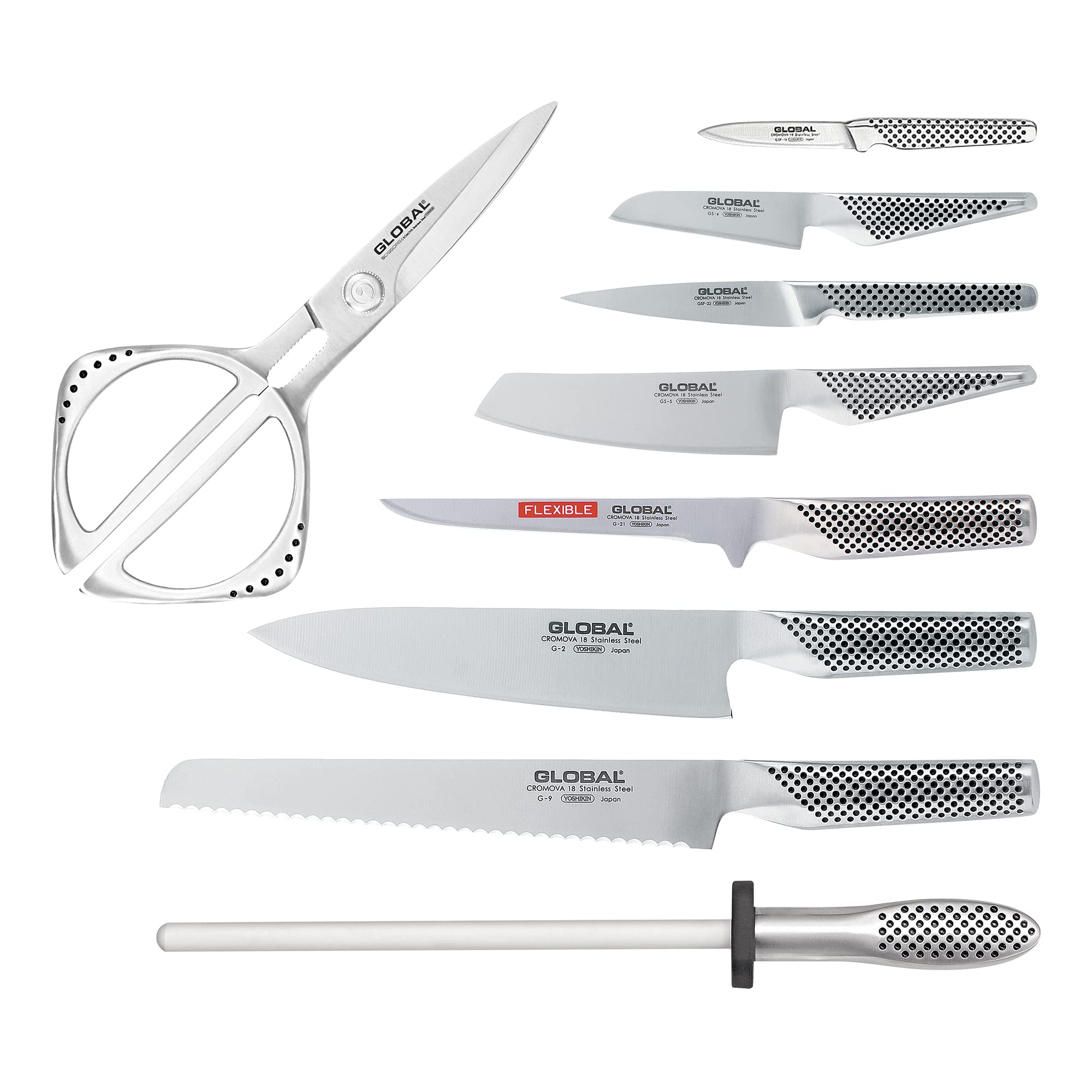 Global 10 Piece Takashi Knife Block Set - Lightweight Japanese Stainless Steel, Razor-Sharp Edge, Made in Japan (G-2, G-9, G-21, G-72, GS-5, GS-6, GSF-15, GSF-22, GKS-210), G-79589AU - Image 5