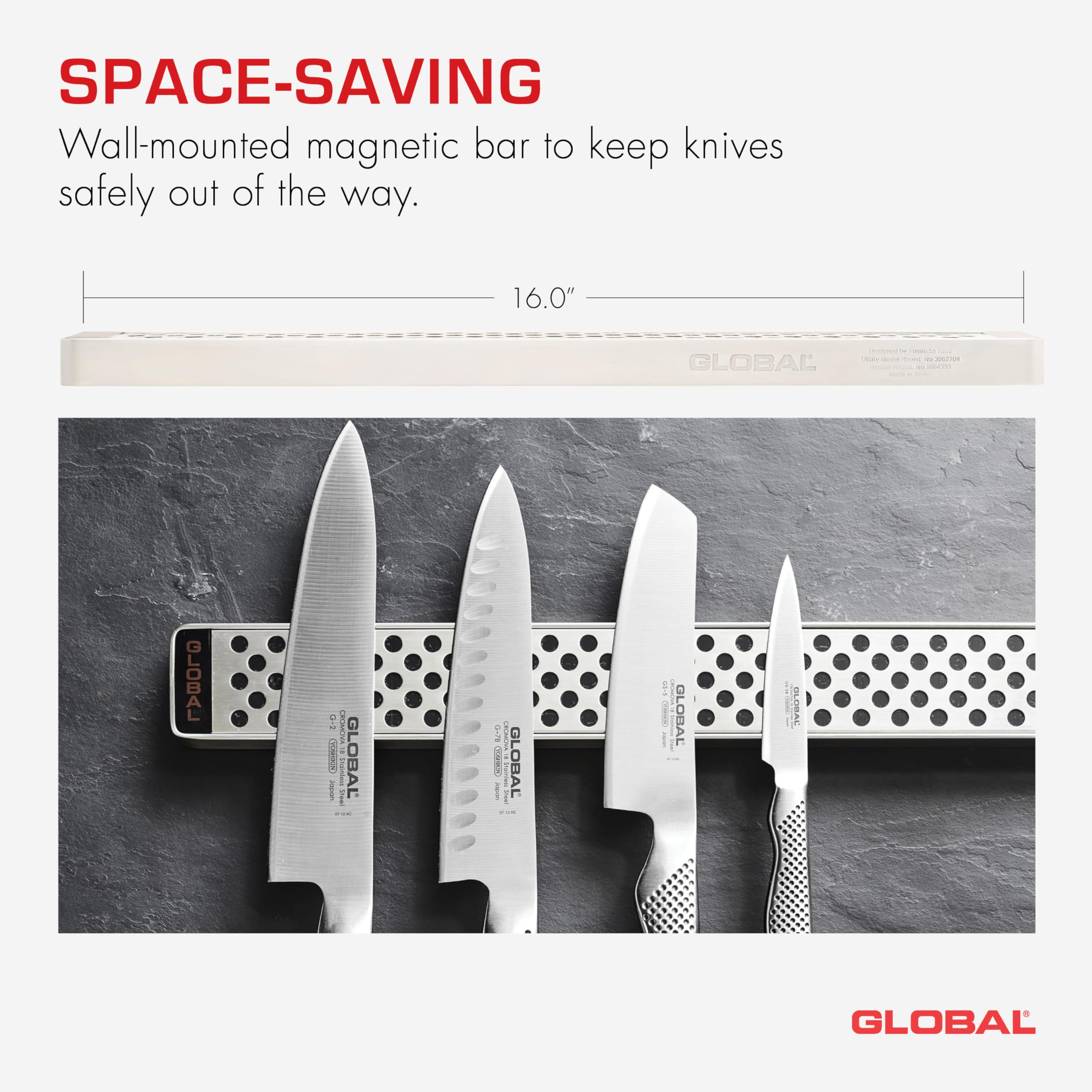 Global G-42/41, 16in Wall Magnetic Bar, Stainless Steel - Image 3