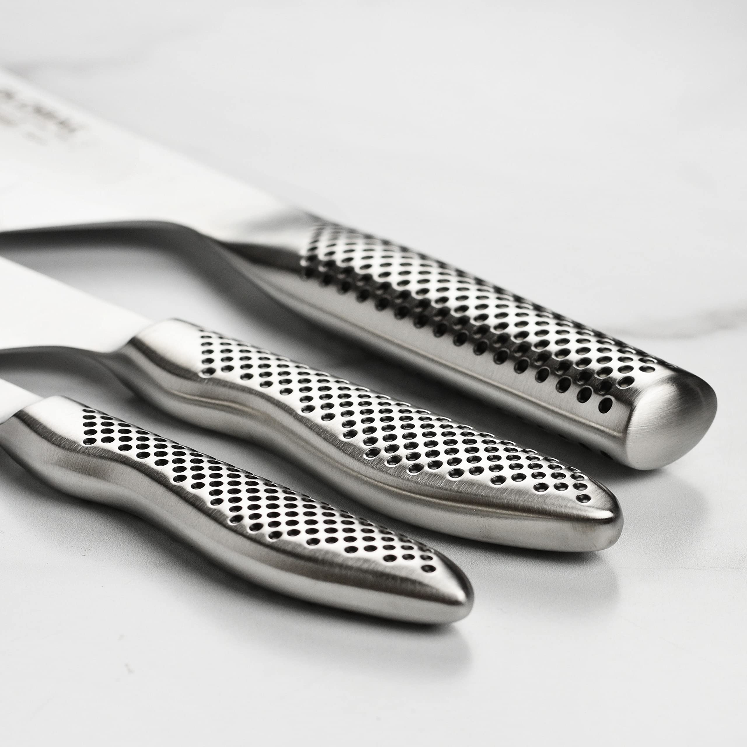 Global Knife Set with Asian Chef’s, Prep and Paring Knives – Stainless Steel, 3 Piece - Image 3