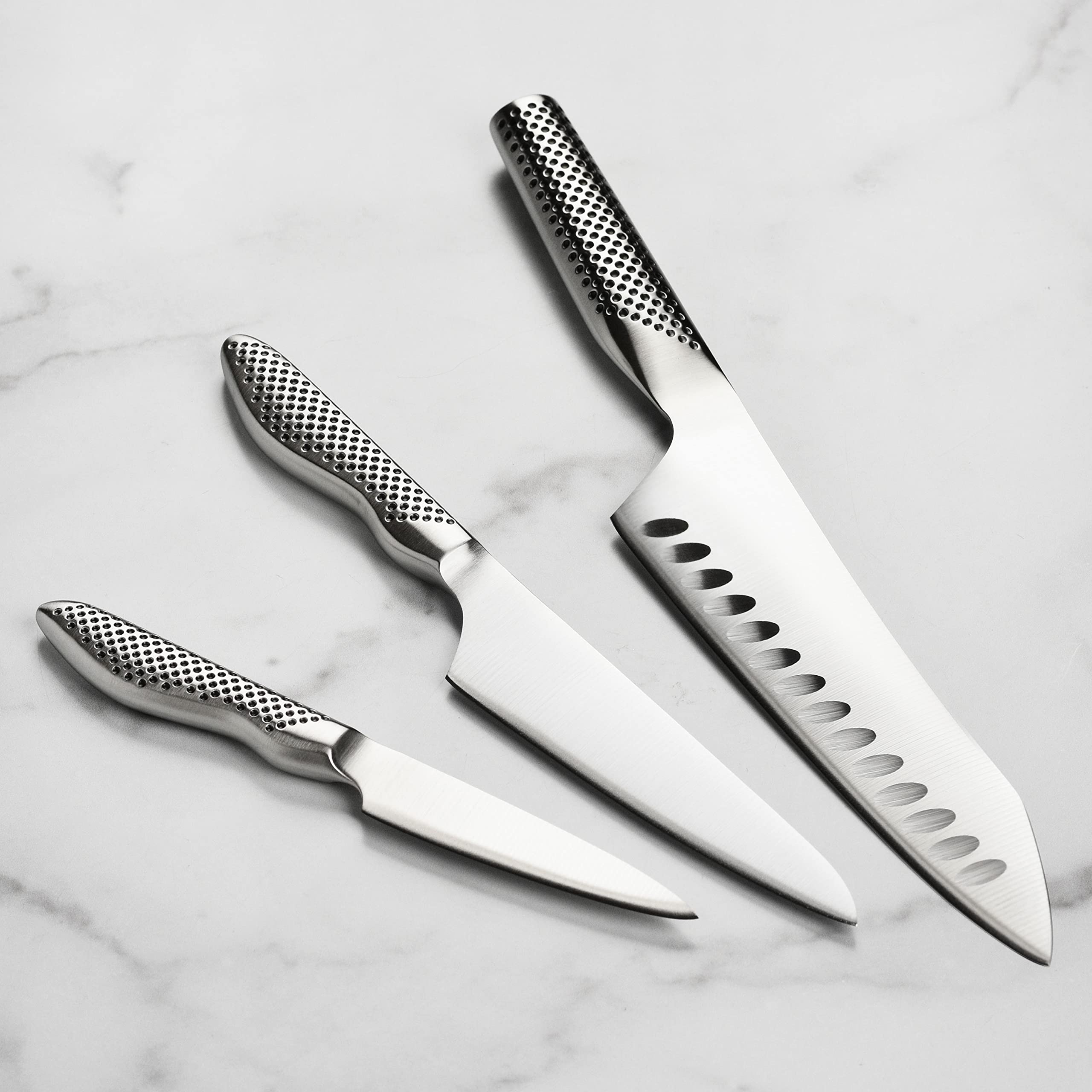 Global Knife Set with Asian Chef’s, Prep and Paring Knives – Stainless Steel, 3 Piece - Image 5
